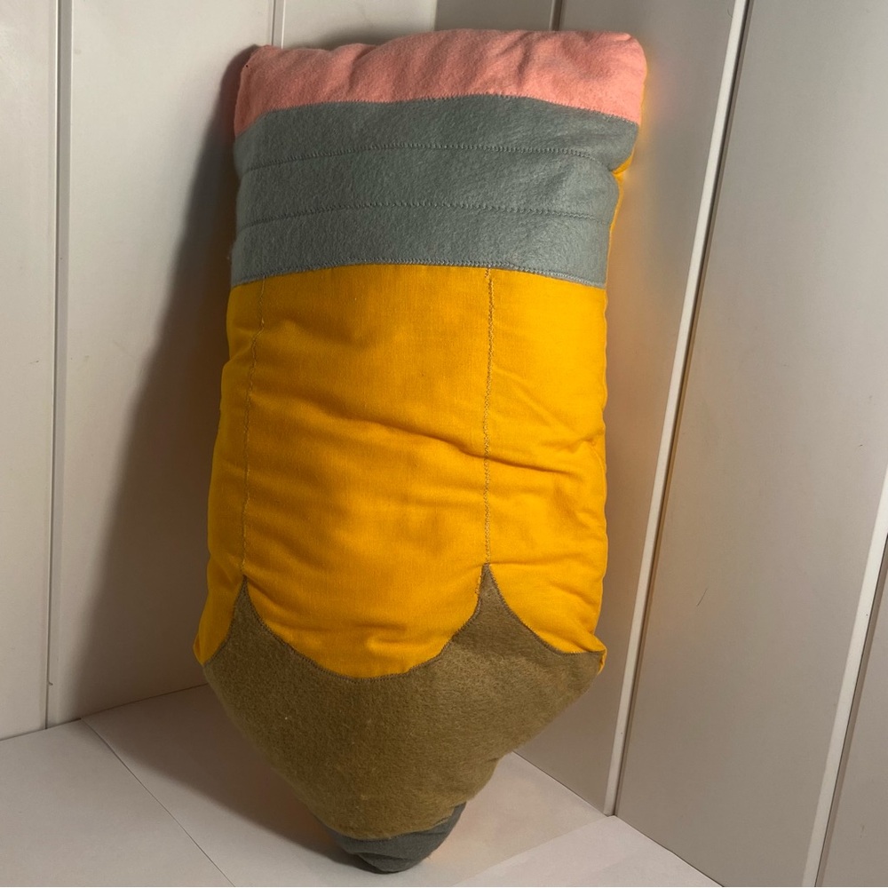 80s vintage Handmade Pillow Pencil shape decorative throw pillow 1980s 19 in - Picture 16 of 16